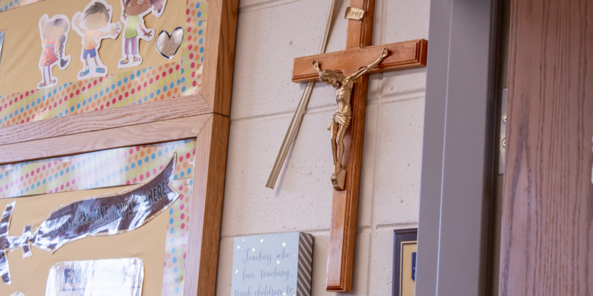 Cross hanging on wall